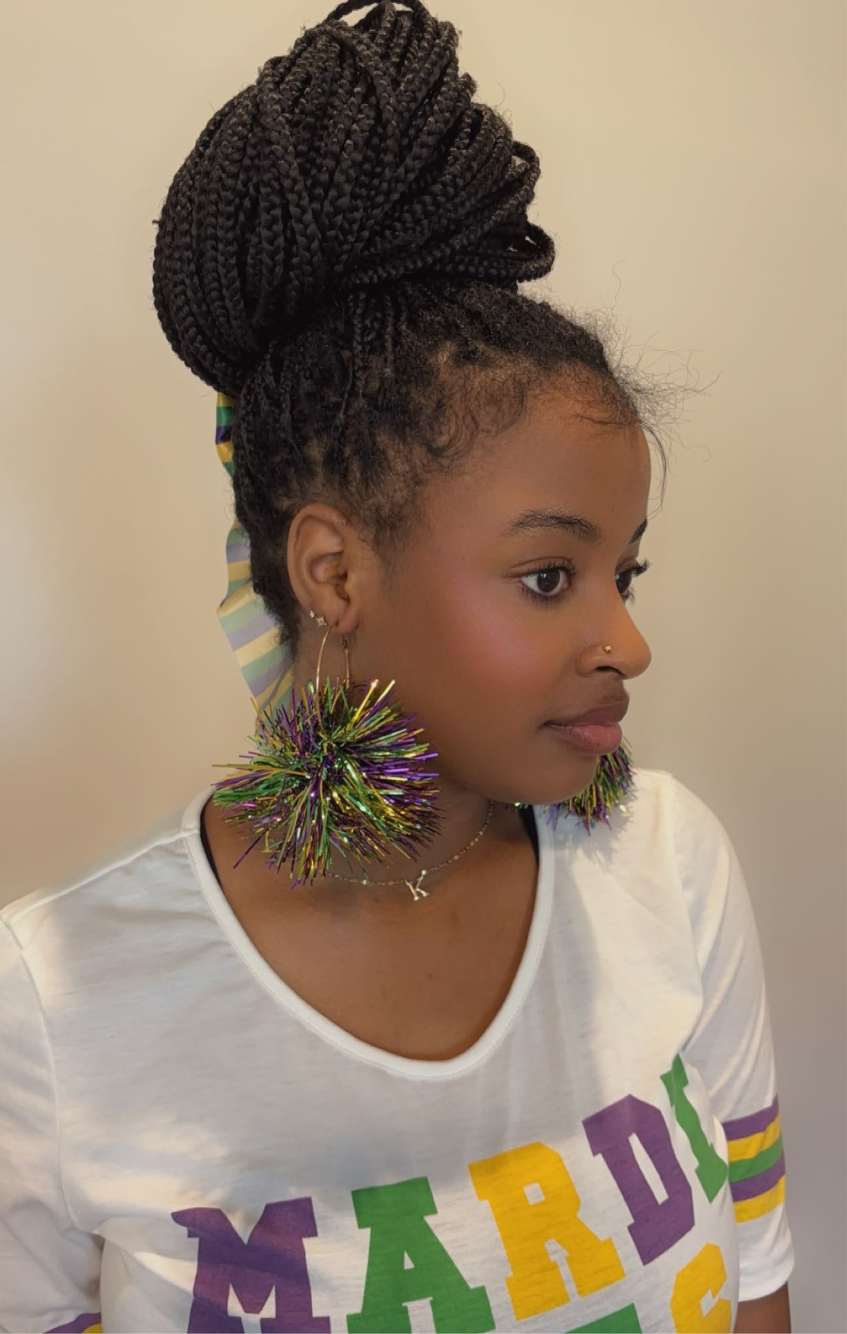 Mardi Gras Tinsel Earrings