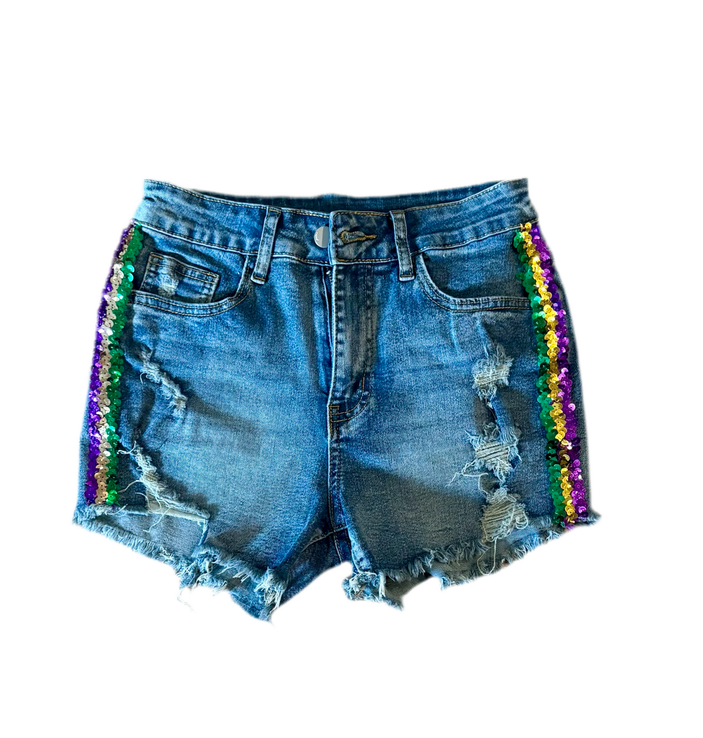 Mardi Gras Sequin Trim Shorts