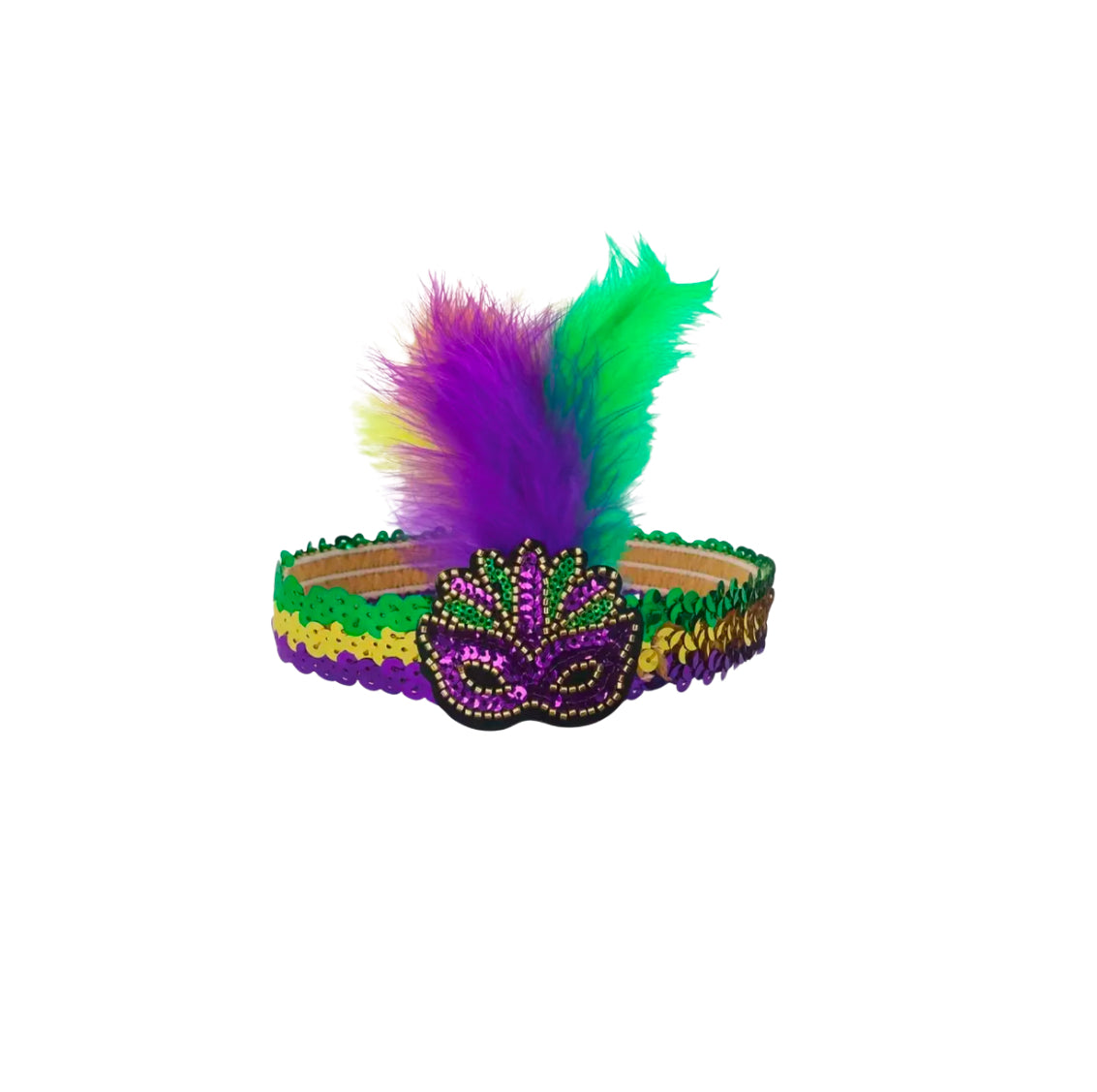 Mardi Gras Faux Feather Sequin Headband