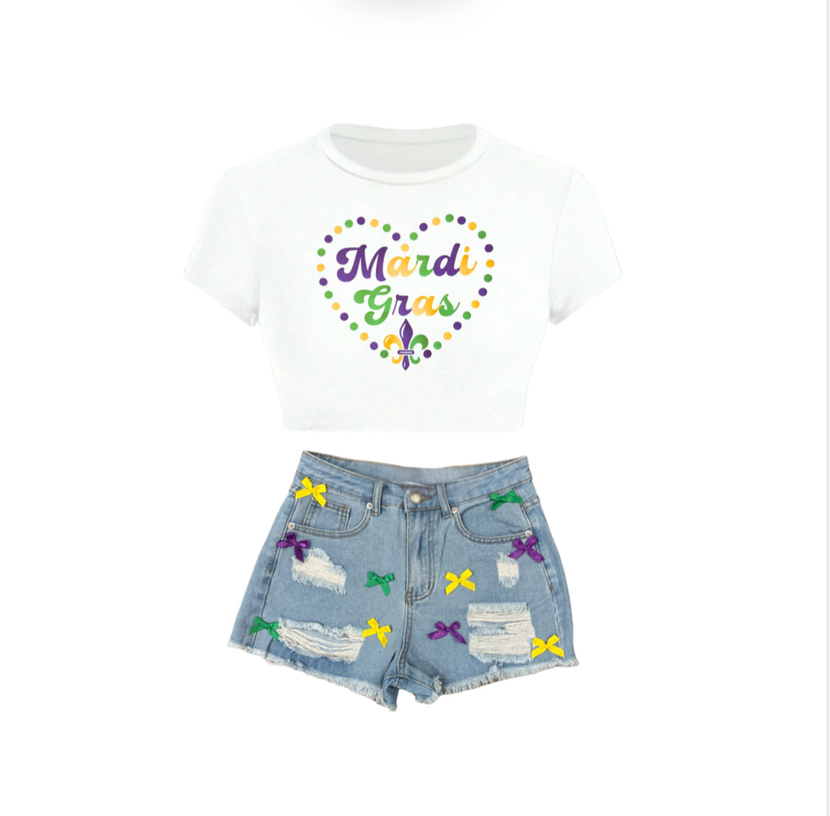 Mardi Bow Denim Shorts