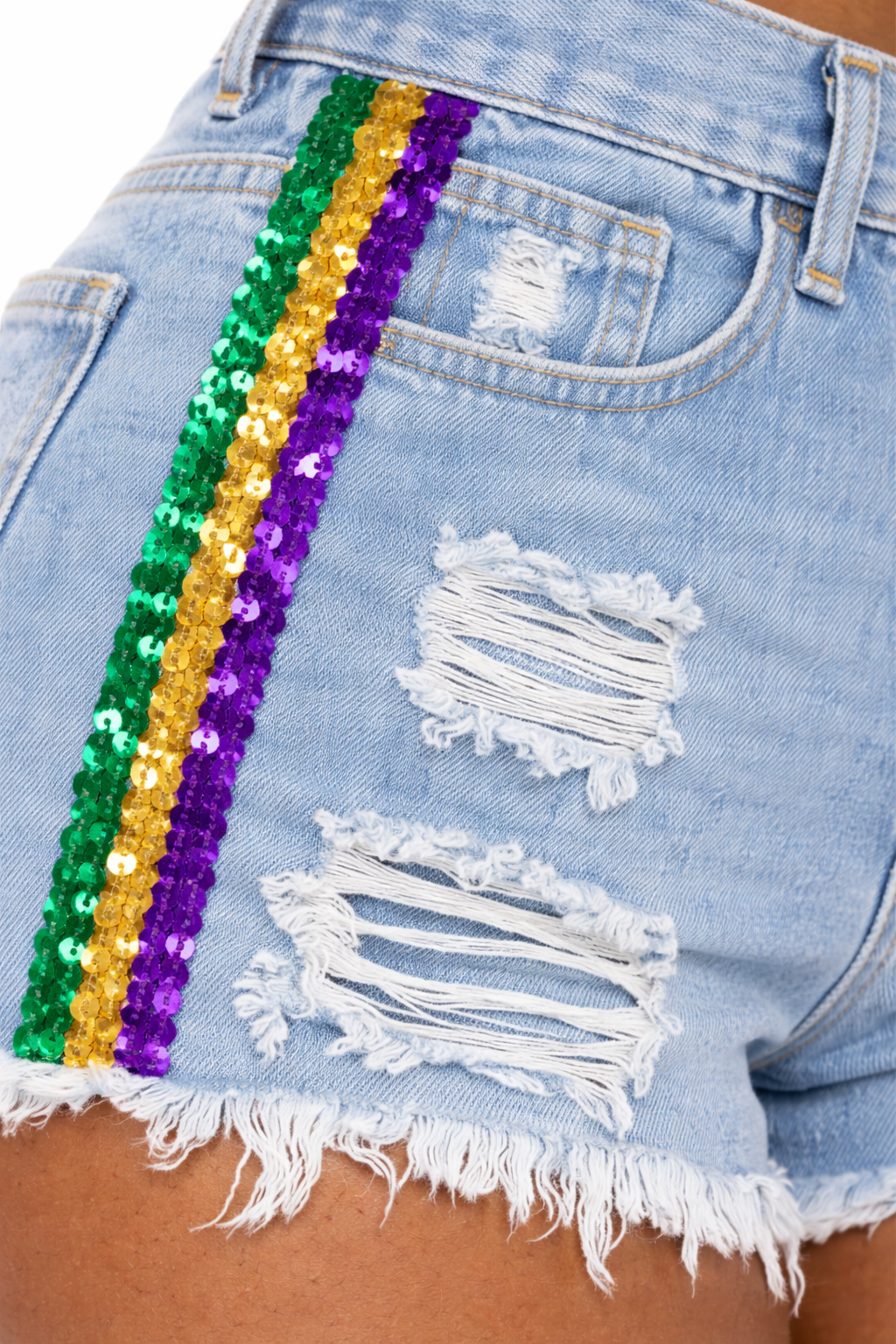 Mardi Gras Sequin Trim Shorts