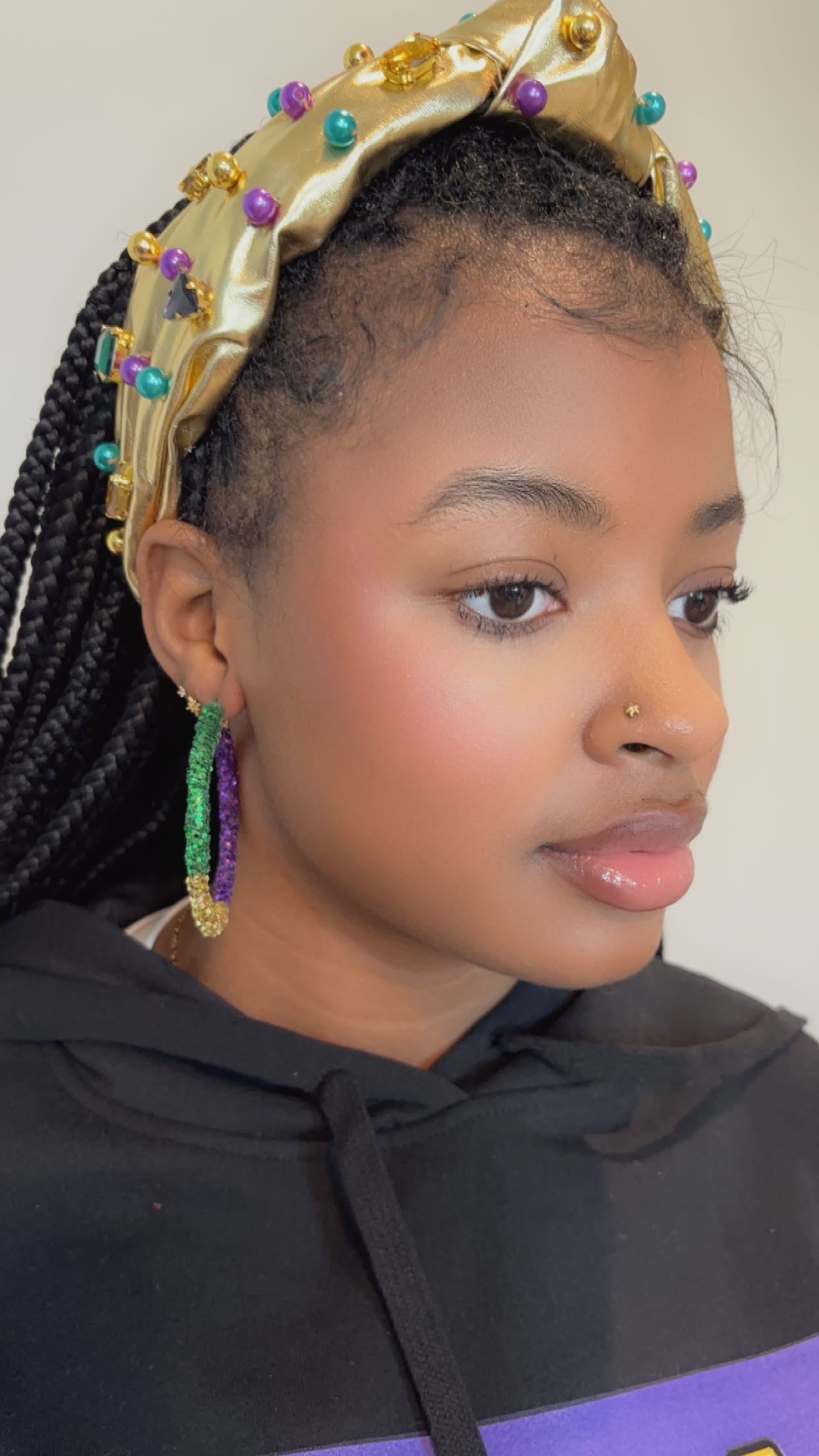 Mardi Gras Hoop Earrings