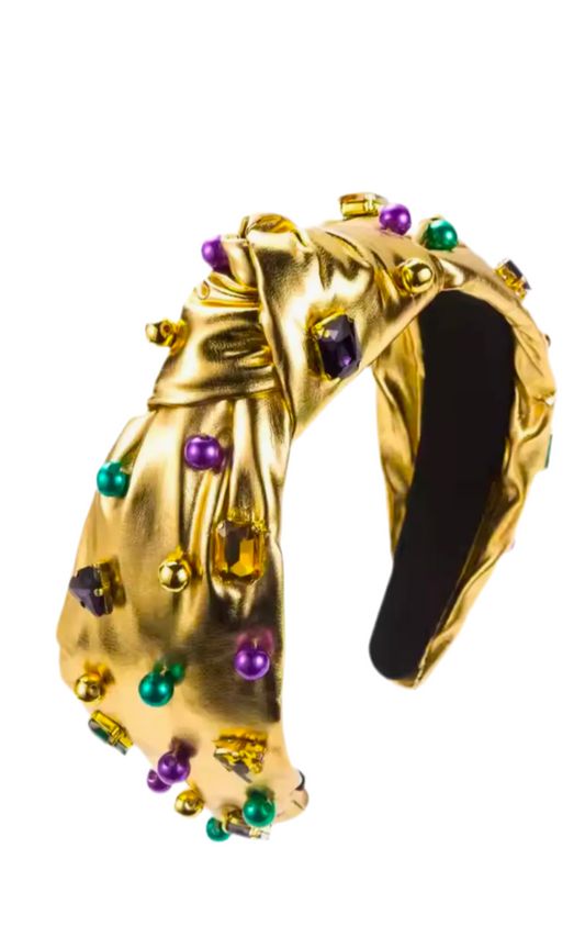 Metallic Jeweled Mardi Gras Headband