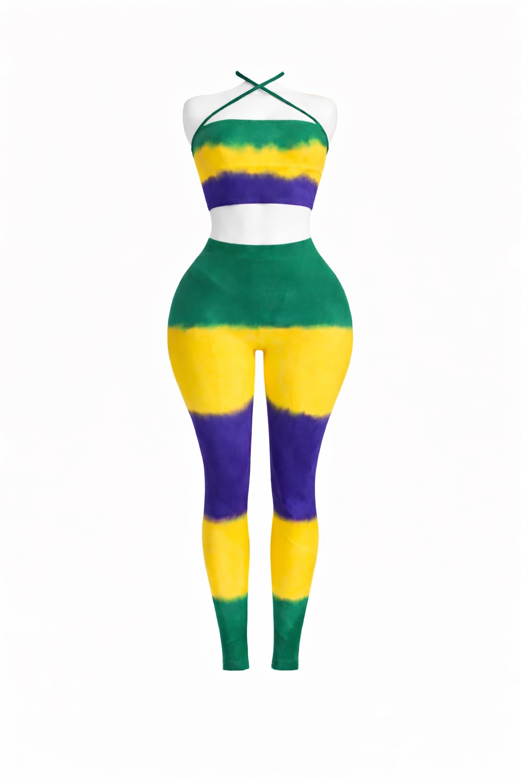 Mardi Gras Tie Dye Tube Top Leggings Set