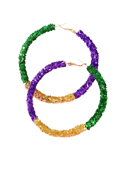 Mardi Gras Hoop Earrings