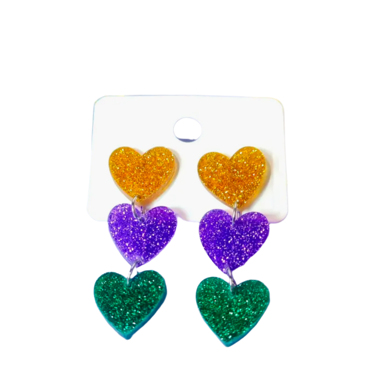 Mardi Gras Heart Earrings