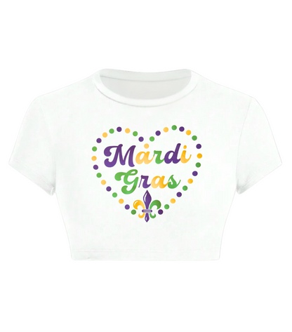 Mardi Gras Sweet Heart Crop Top