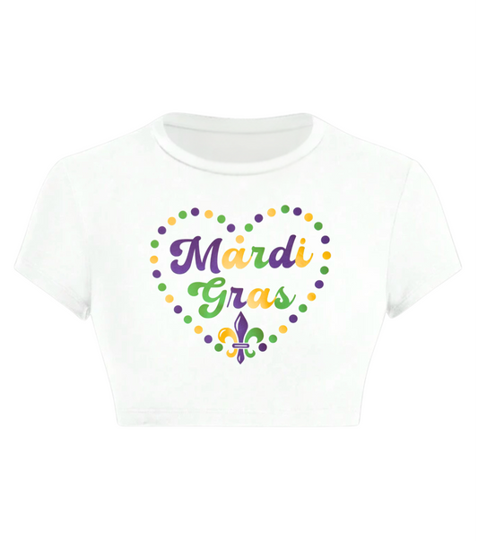 Mardi Gras Sweet Heart Crop Top