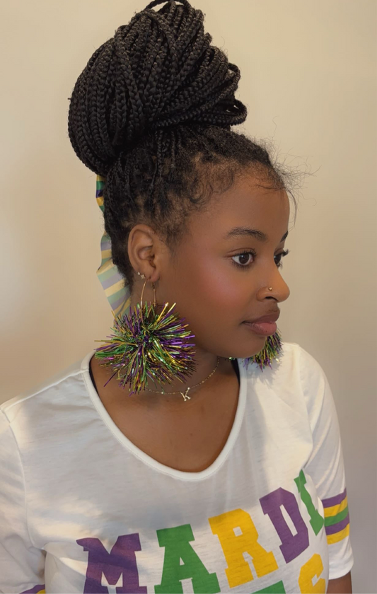 Mardi Gras Tinsel Earrings