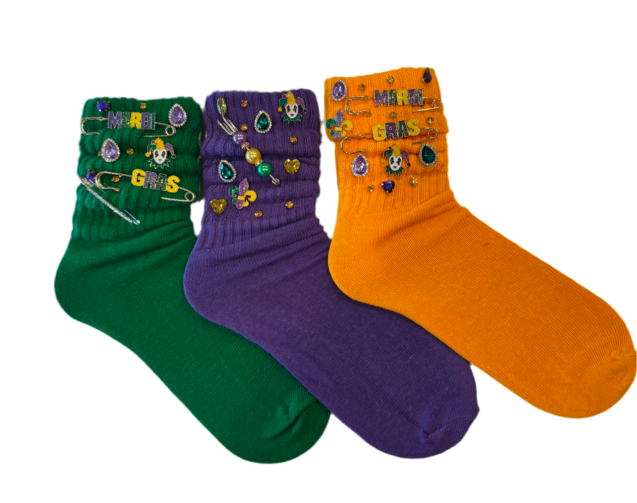 Mardi Gras Charm Socks