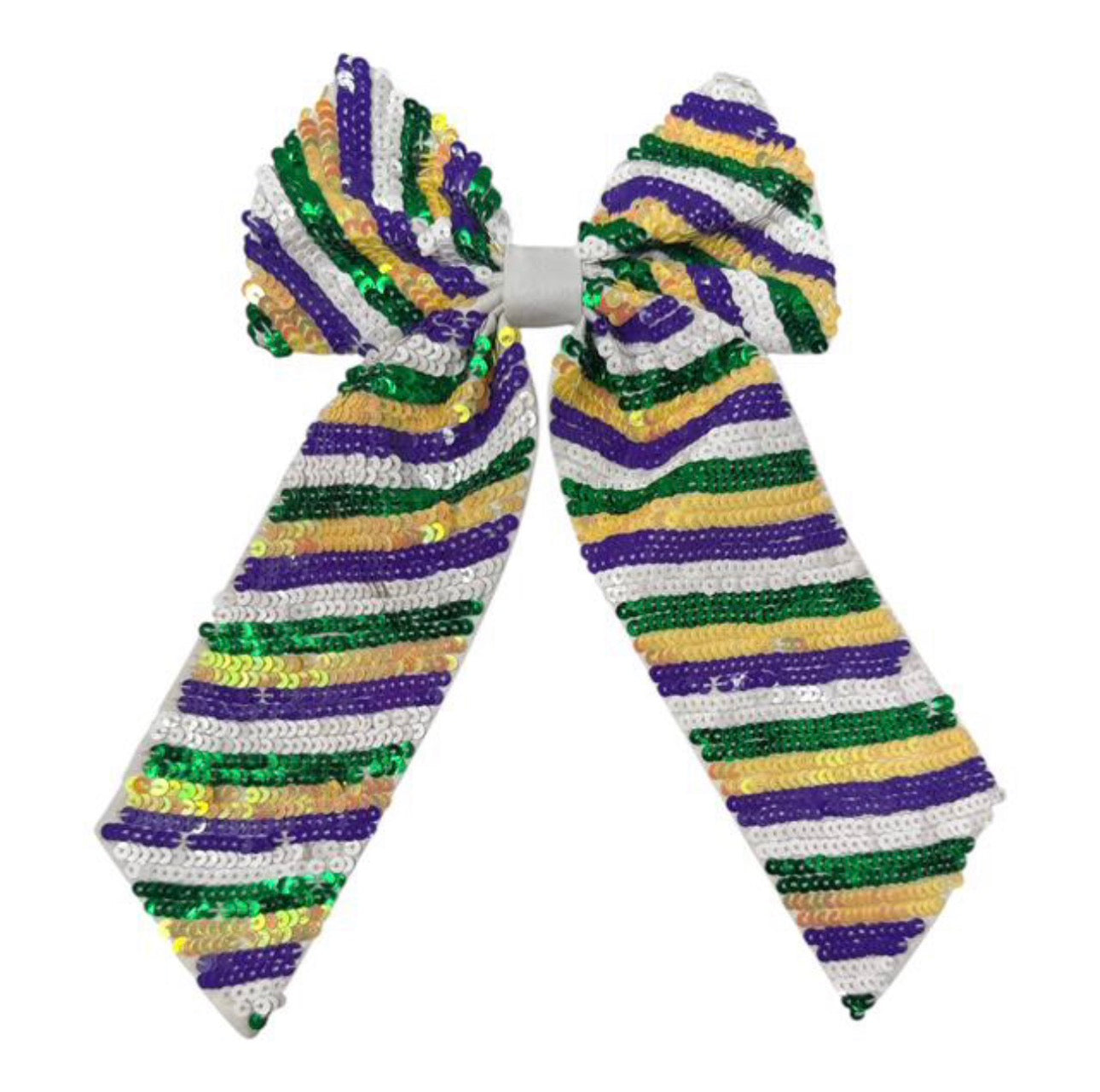 Mardi Gras Striped Sequin Hair Bow