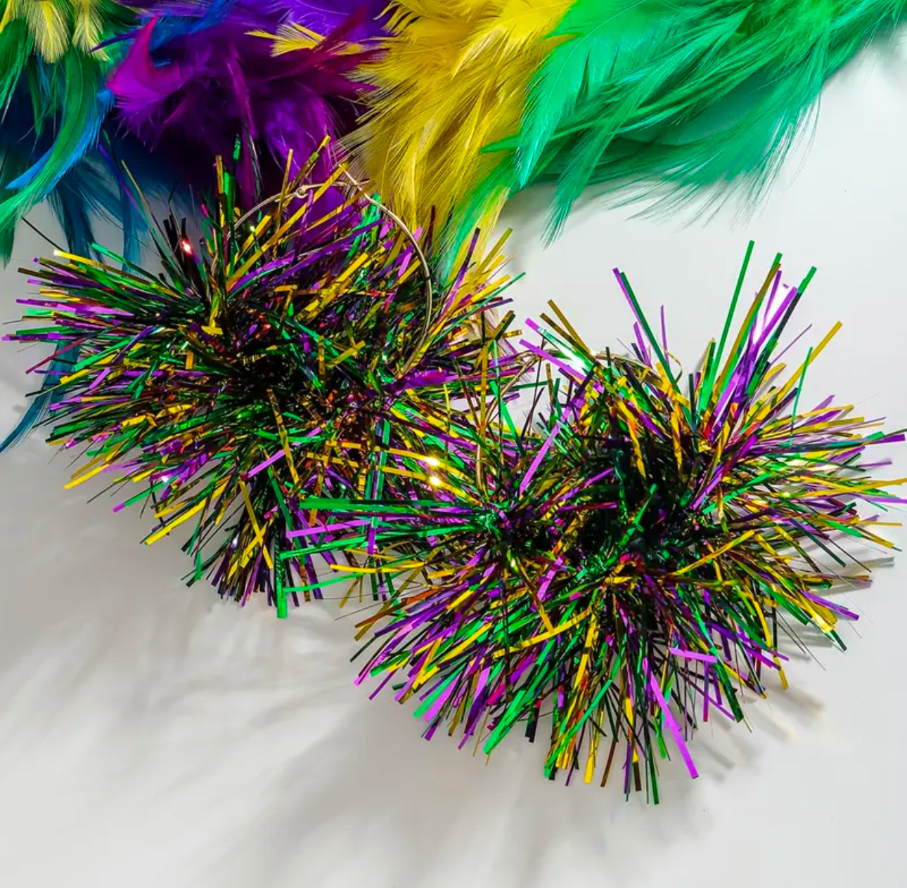 Mardi Gras Tinsel Earrings