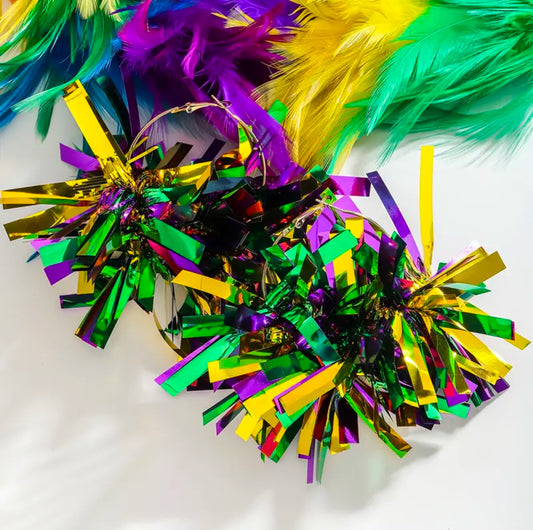 Mardi Gras Pom Pom Earrings