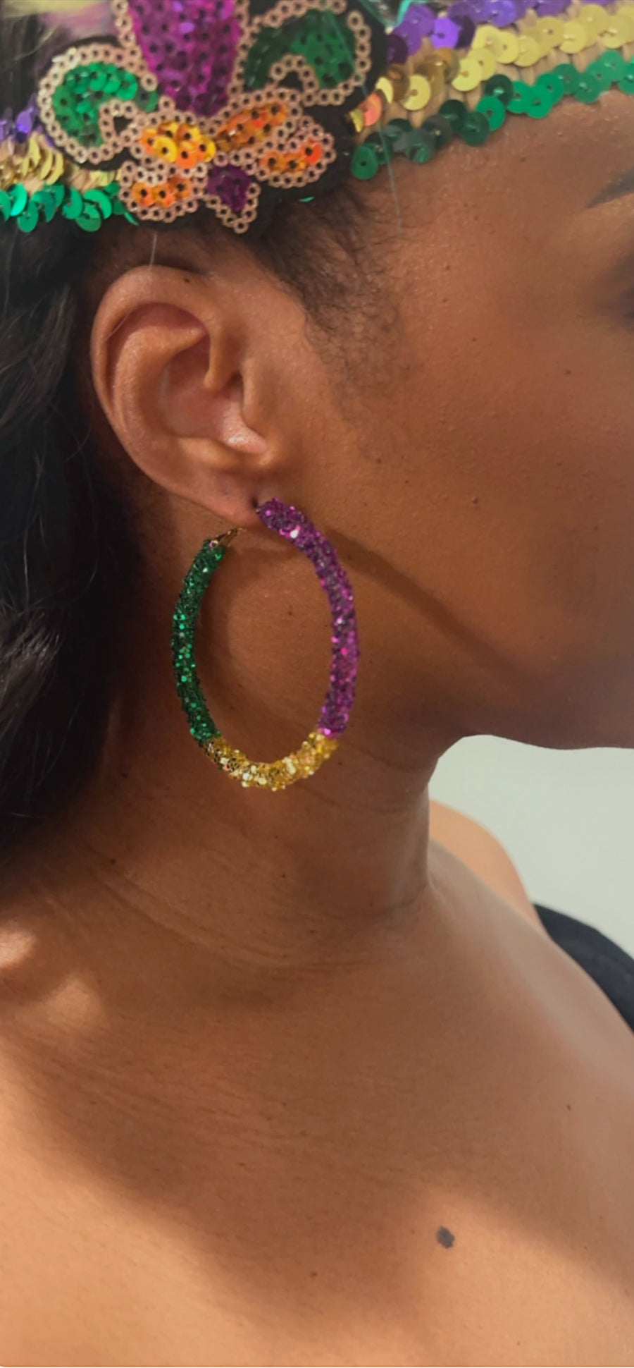 Mardi Gras Hoop Earrings