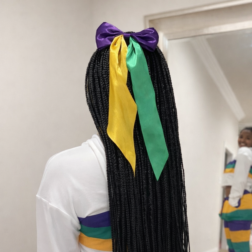 Color Block Mardi Gras Bow