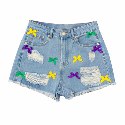 Mardi Bow Denim Shorts