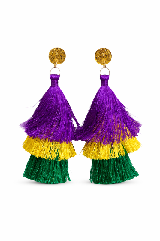 Mardi Gras Tassel Earrings