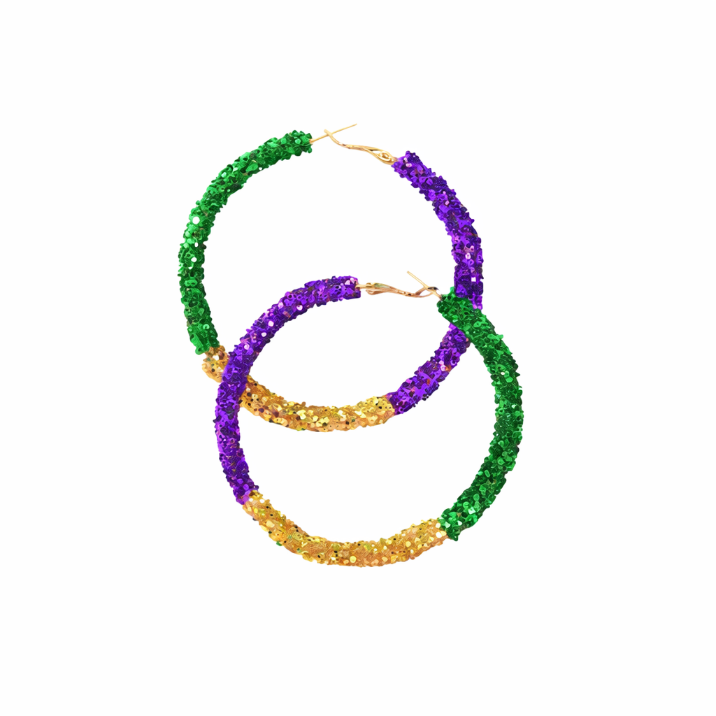 Mardi Gras Hoop Earrings
