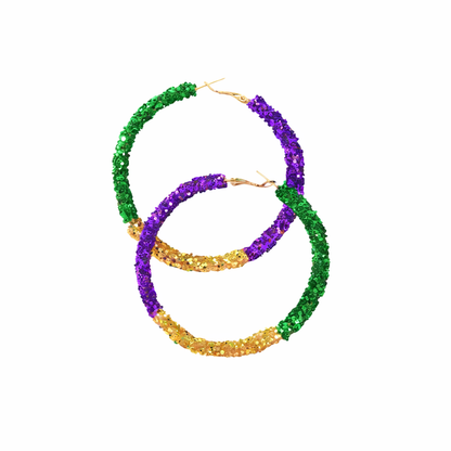 Mardi Gras Hoop Earrings