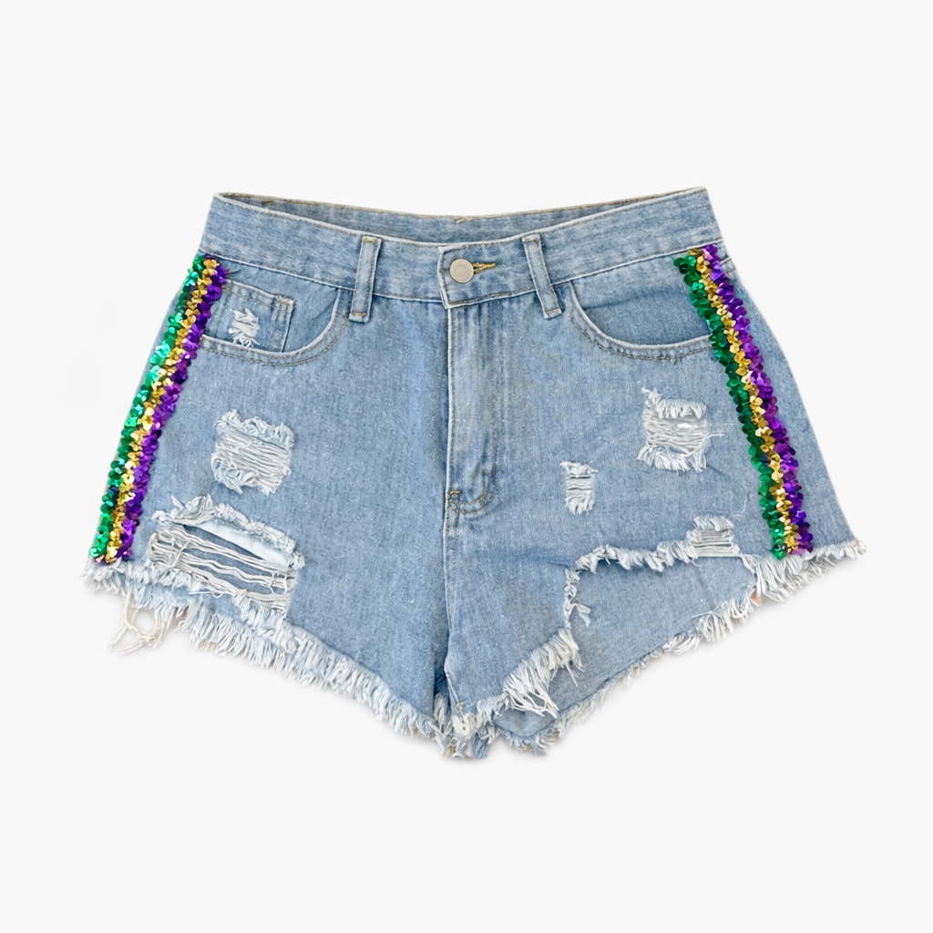 Mardi Gras Sequin Trim Shorts