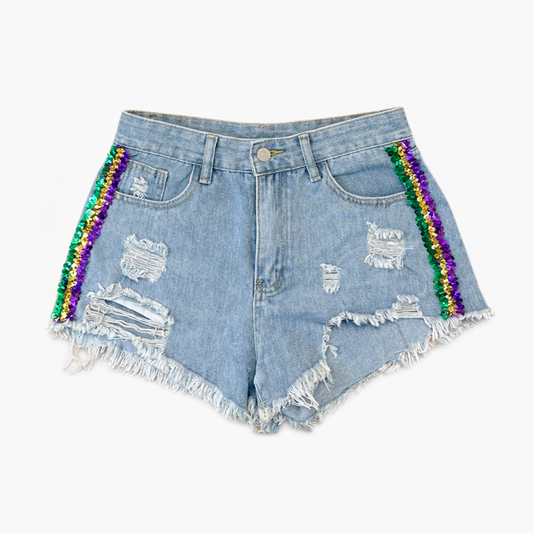 Mardi Gras Sequin Trim Shorts