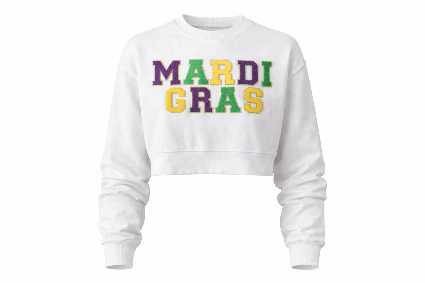 Mardi Gras Cropped Chenille Patch Sweatshirt