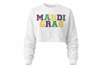 Mardi Gras Cropped Chenille Patch Sweatshirt