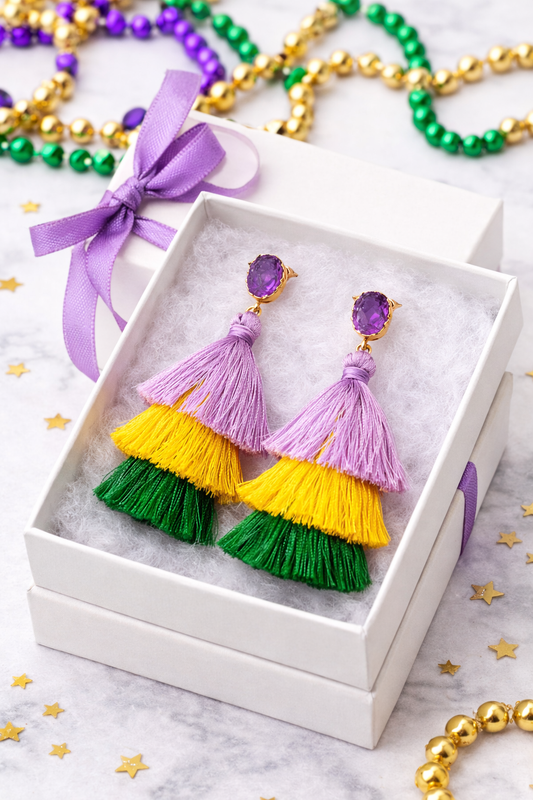 Mardi Gras Muse Tassel Earrings
