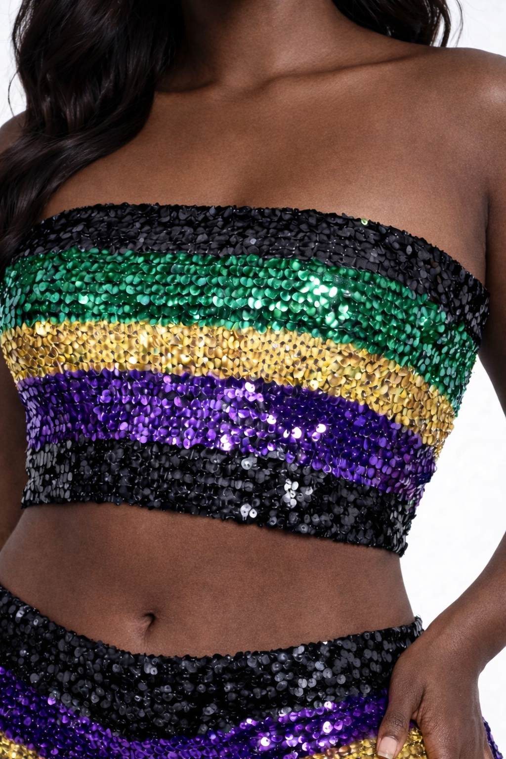 Mardi Gras Sequins Tube Top