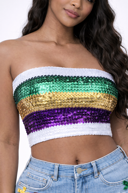 Mardi Gras Sequins Tube Top
