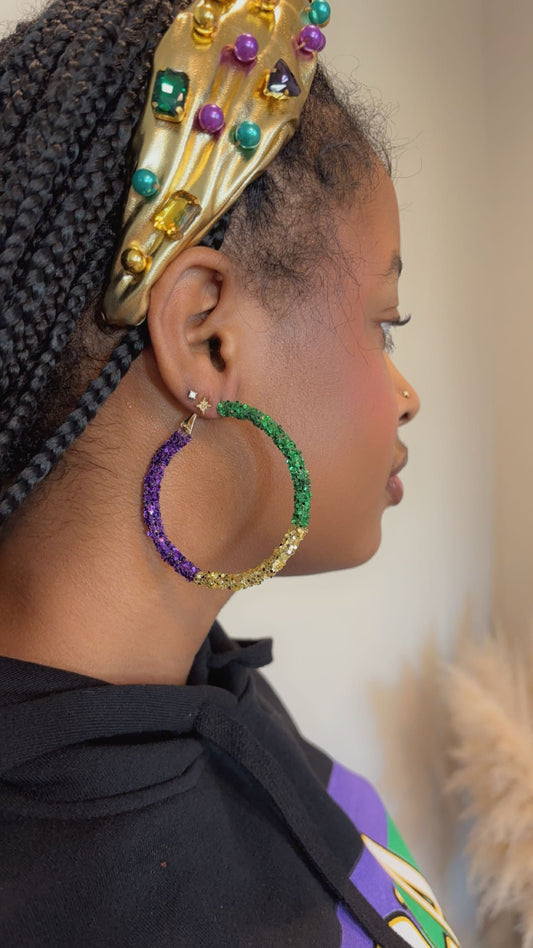 Mardi Gras Hoop Earrings
