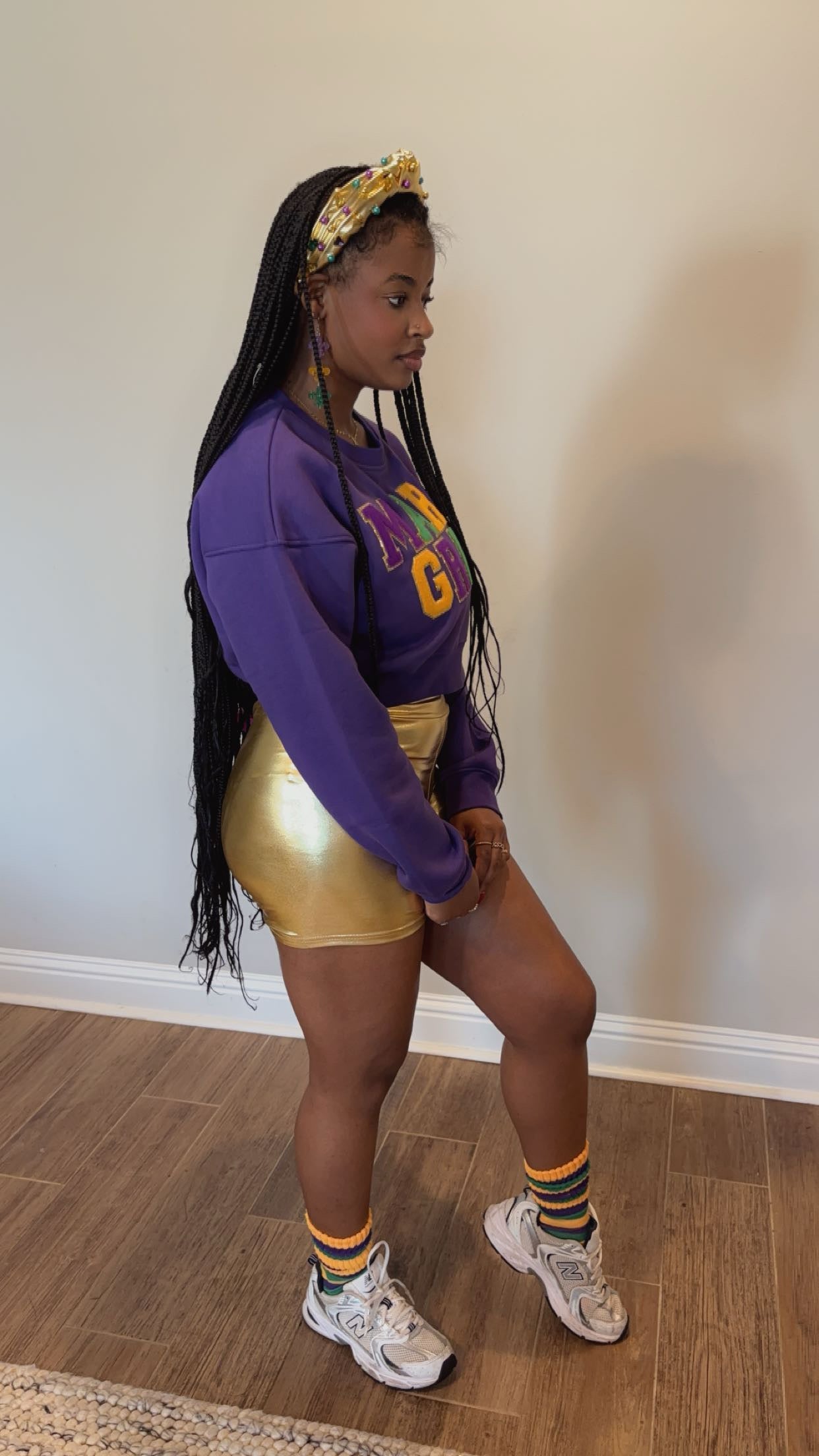 Mardi Gras Cropped Chenille Patch Sweatshirt