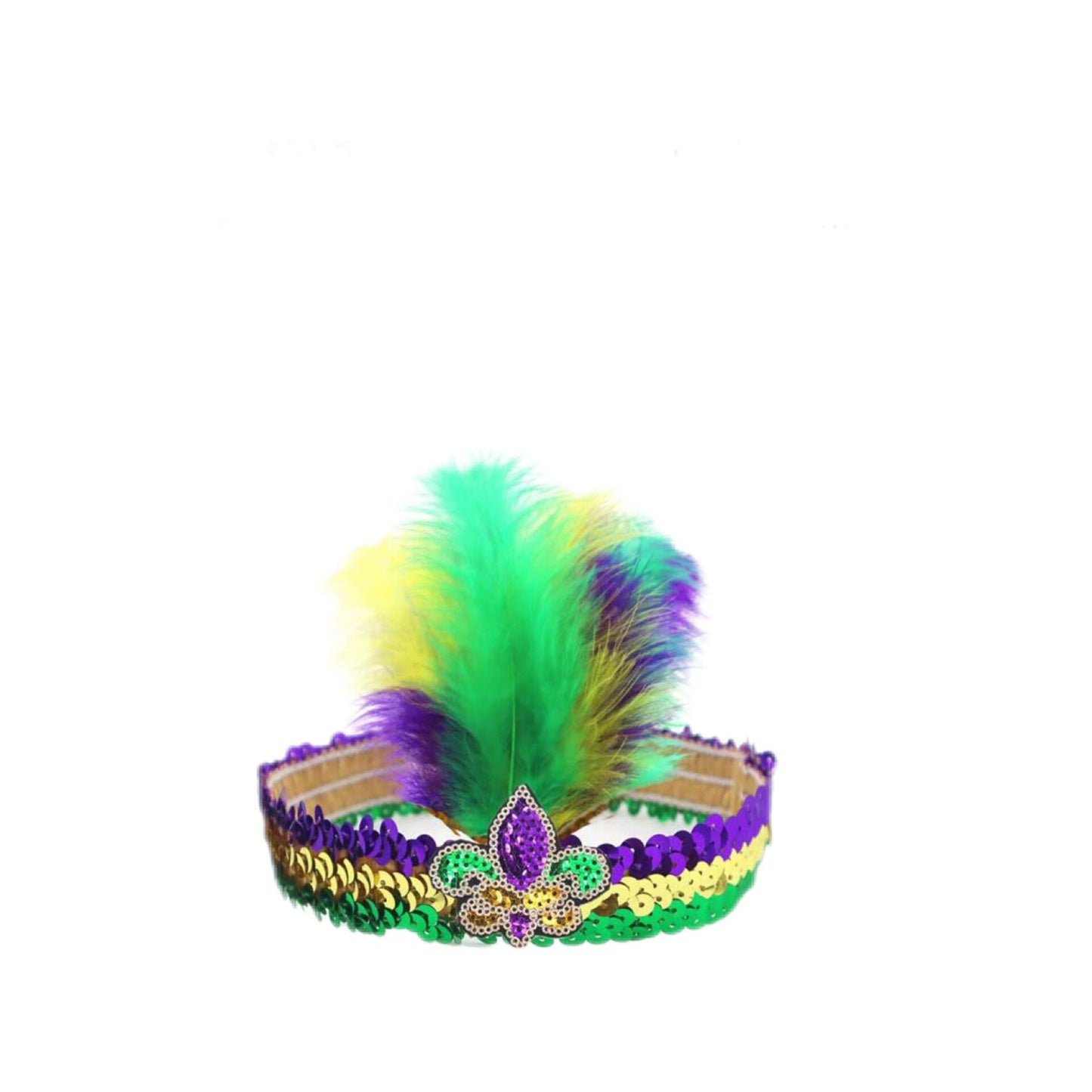 Mardi Gras Faux Feather Sequin Headband