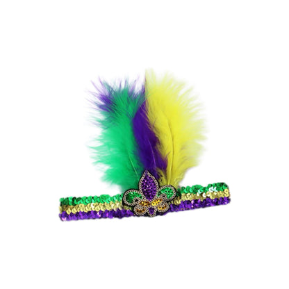 Mardi Gras Faux Feather Sequin Headband