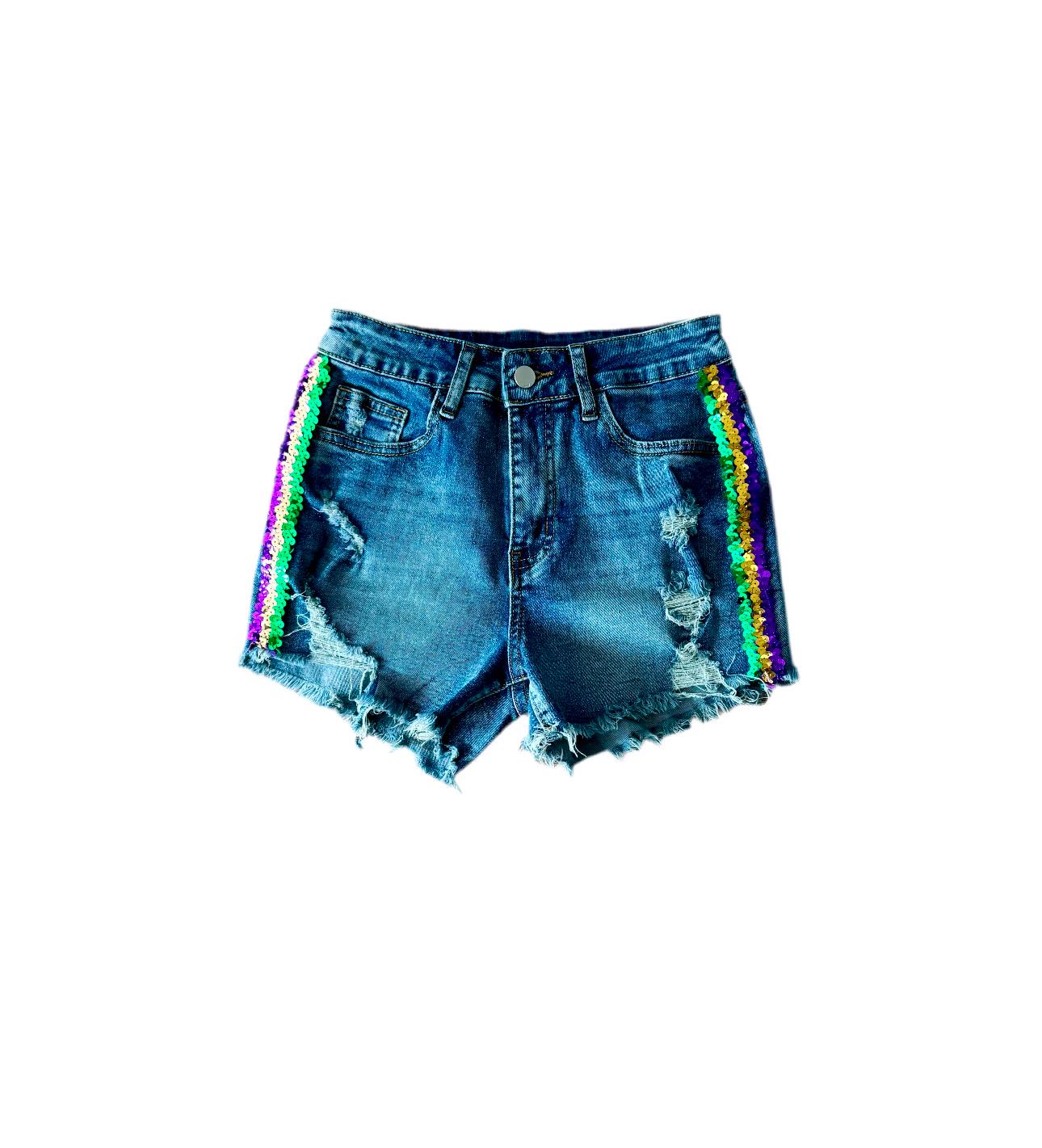 Mardi Gras Sequin Trim Shorts