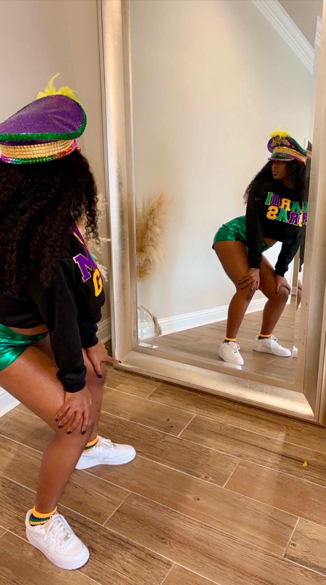 Mardi Gras Cropped Chenille Patch Hoodie