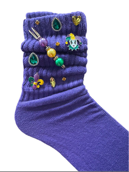 Mardi Gras Charm Socks