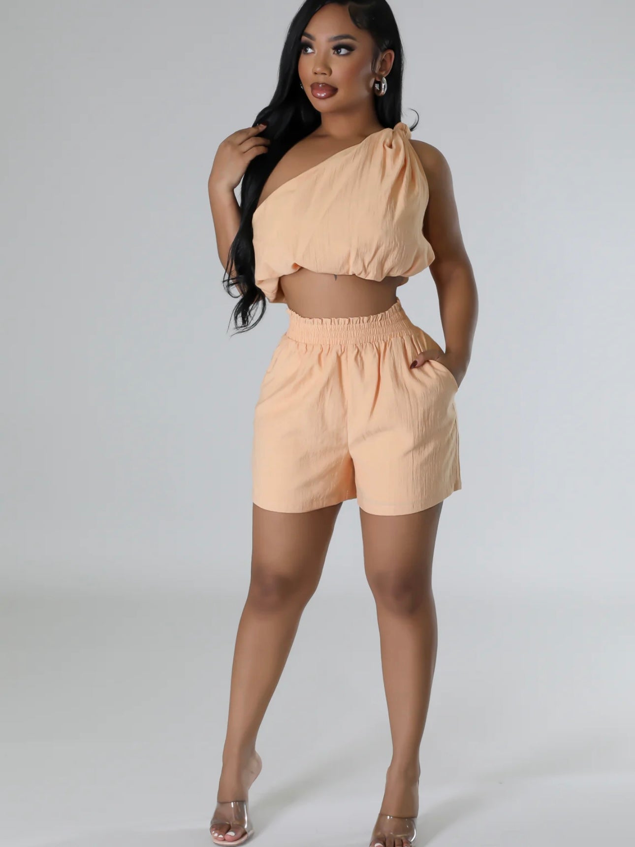 Peach Short Set - Seaux Neauxla