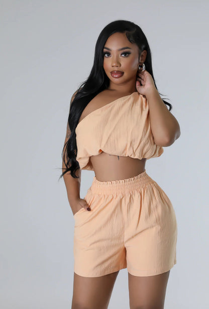 Peach Short Set - Seaux Neauxla